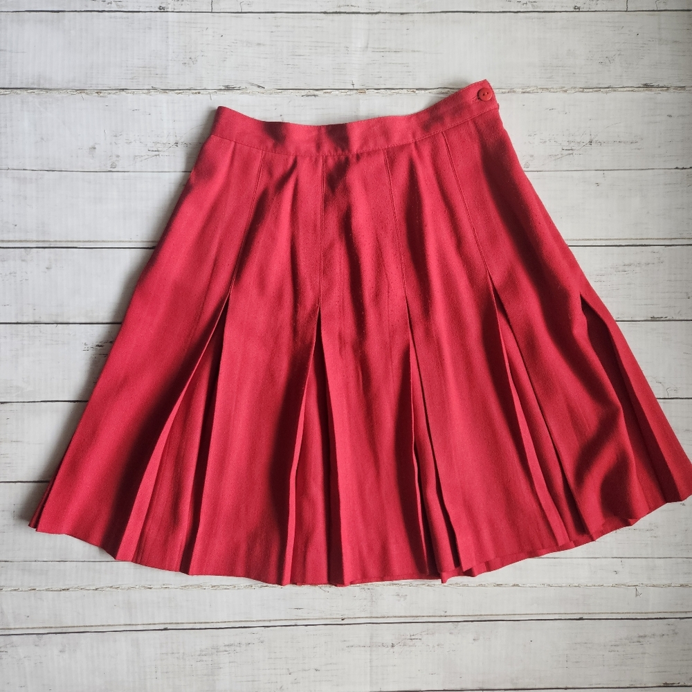 Vintage Paul Harris Design Pleated‎ Red Skirt Size 4